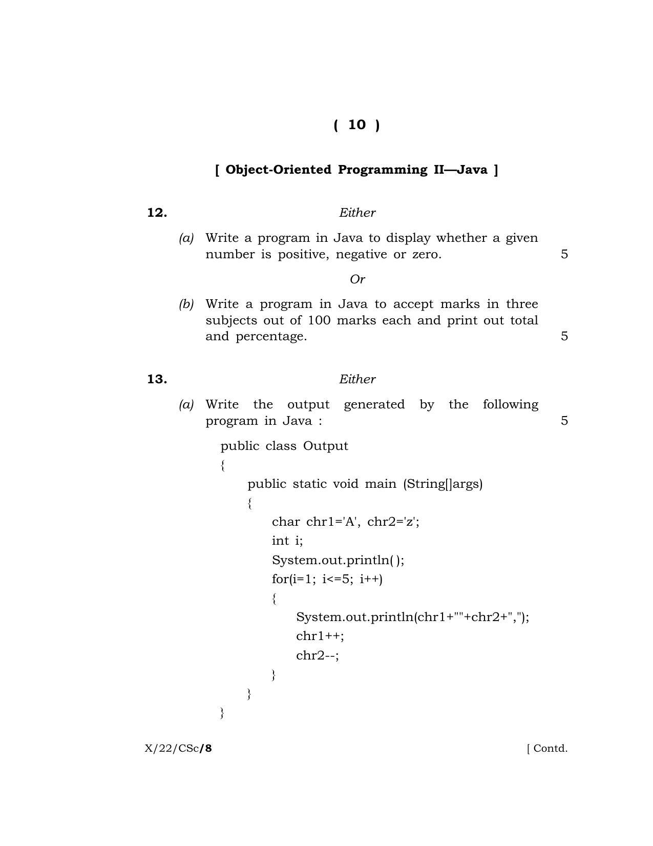 Meghalaya Board (MBOSE) Class 10 COMPUTER SCIENCE (X_22_CSc) 2022 Question Paper - Page 10