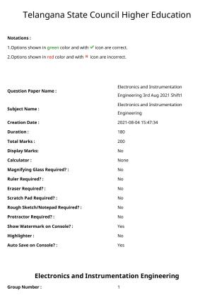 TS ECET 2021 Electronics and Instrumentation Engineering's Question Paper