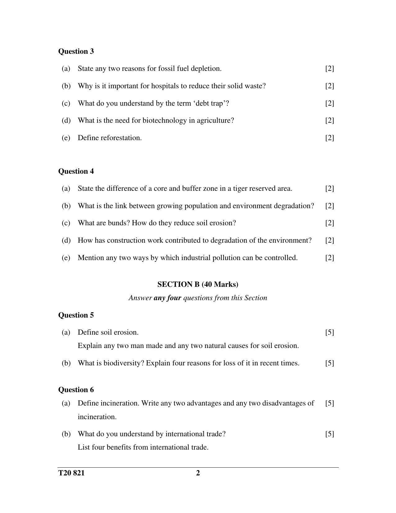 ICSE Class 10 Environmental Science 2020 Question Paper - Page 2
