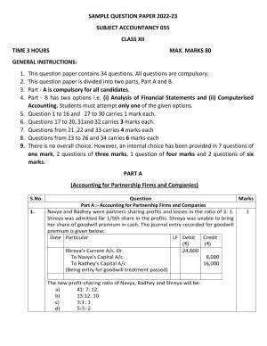 CBSE Class 12 Accountancy Sample Paper 2023