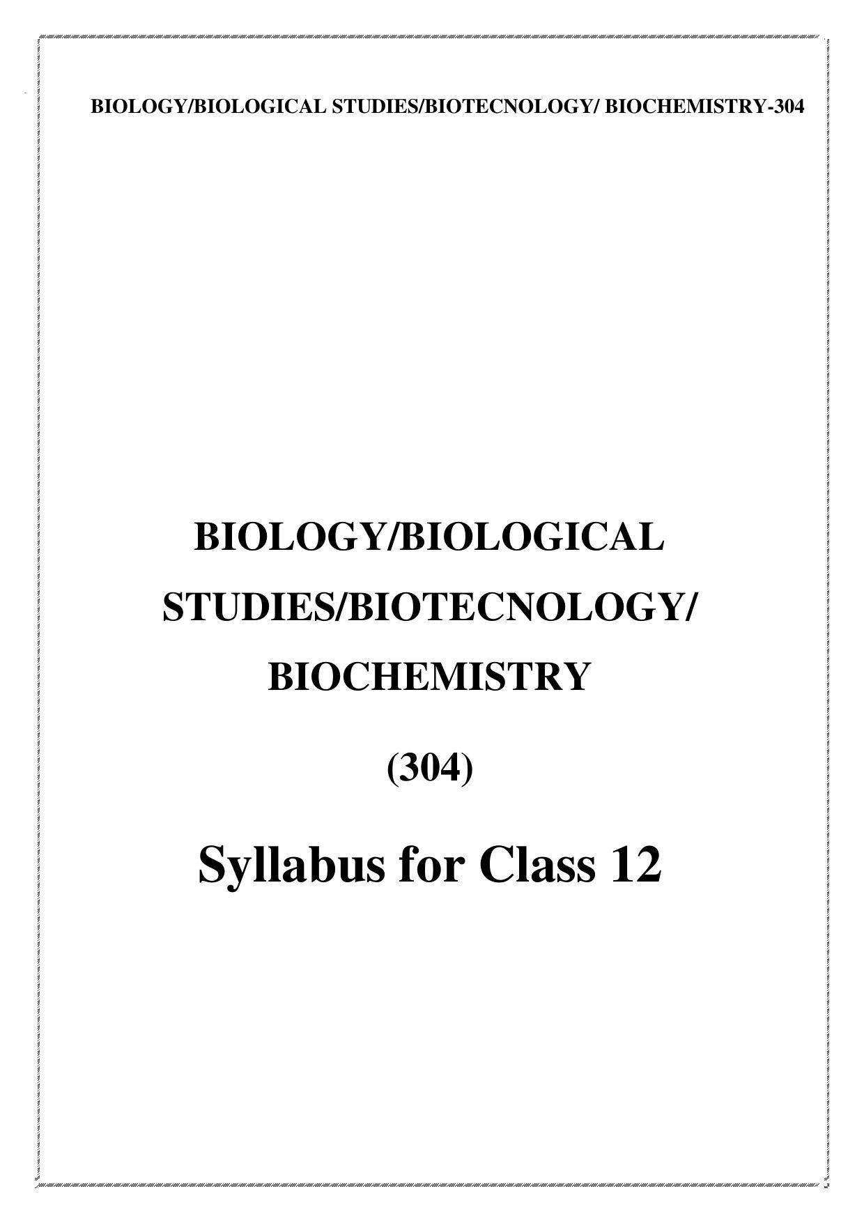 CUET Syllabus for Biology (English) - Page 1