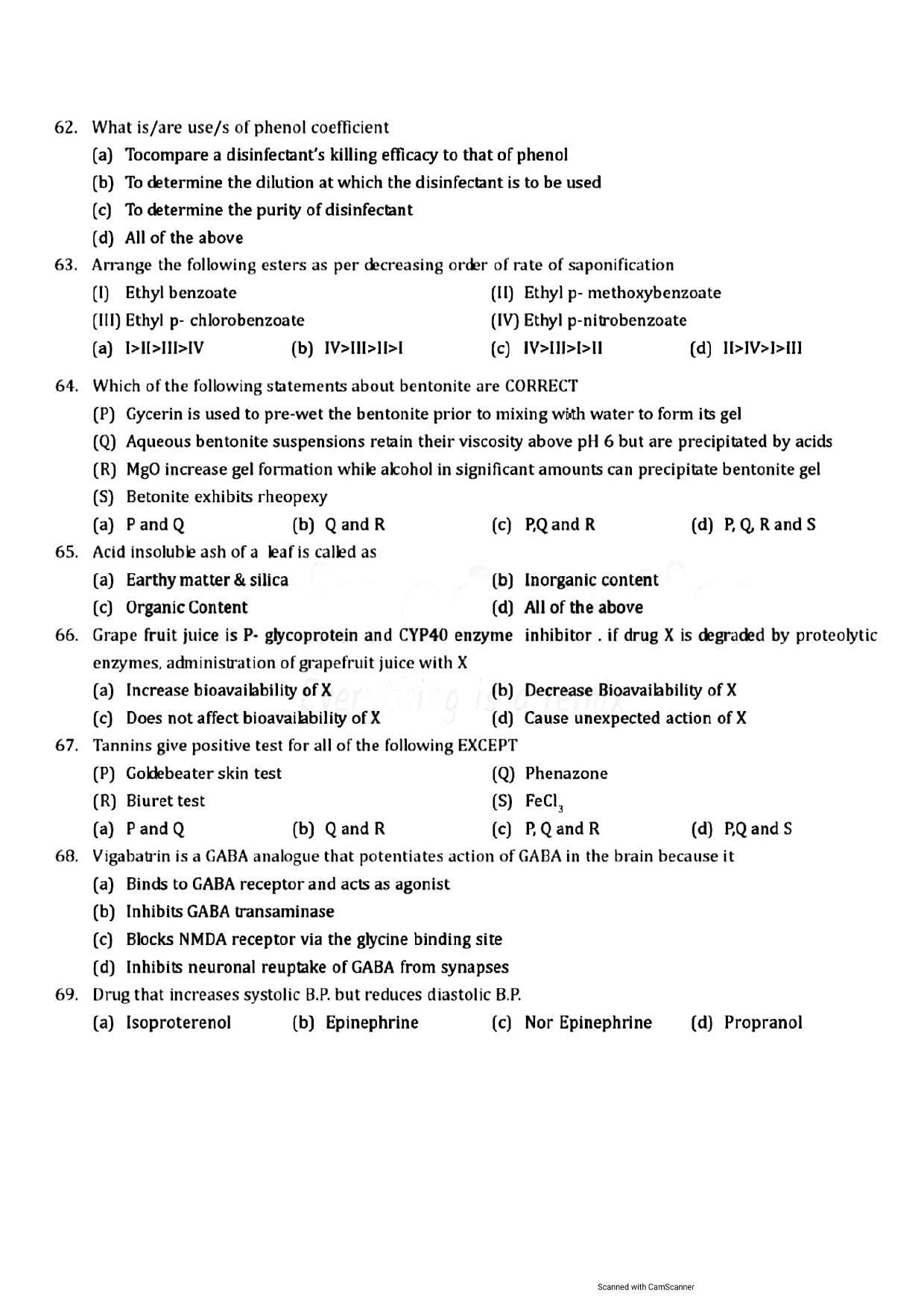 GPAT 2015 Question Paper with Answer Key - Page 7