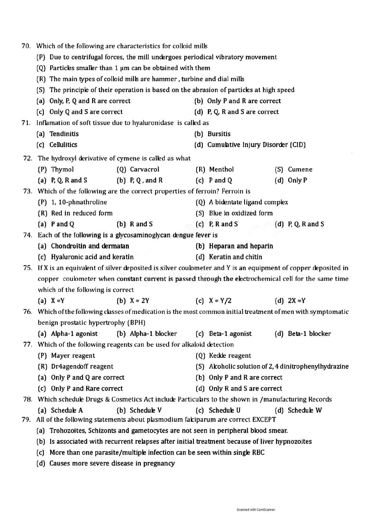GPAT 2015 Question Paper with Answer Key - Page 8