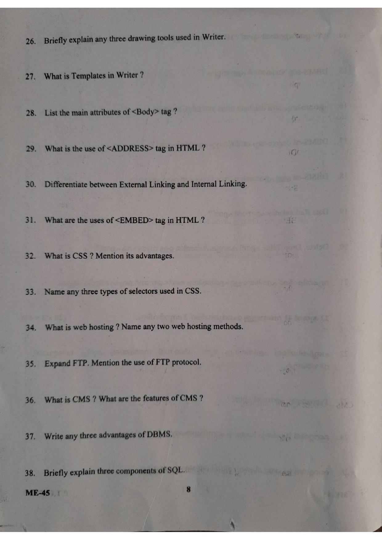 Kerala Plus Two 2021 Computer Applications (Humanities) Model Question Paper - Page 8