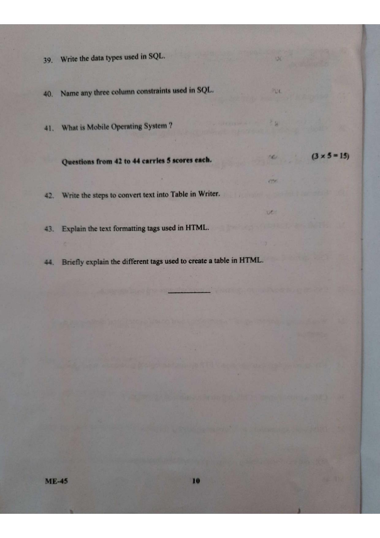  Kerala Plus Two 2021 Computer Applications (Humanities) Model Question Paper - Page 10