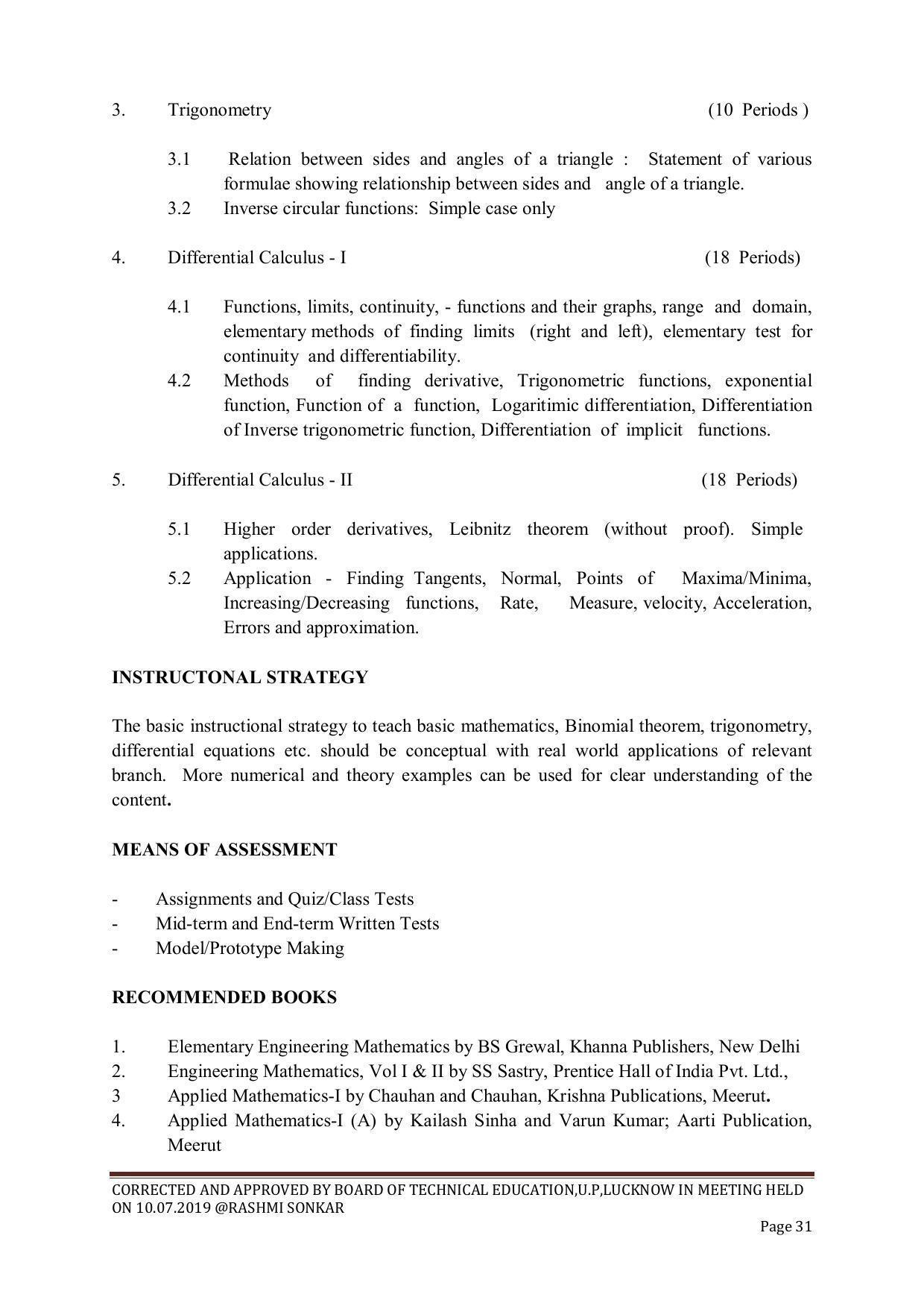 EFFECTIVE FROM JULY 2019-20 - SIX SEMESTER DIPLOMA COURSE IN CHEMICAL ENGINEERING - Page 31