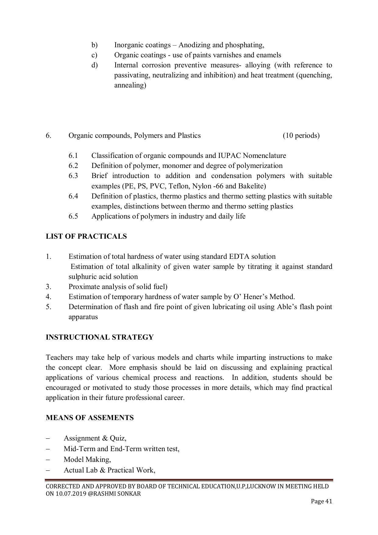 EFFECTIVE FROM JULY 2019-20 - SIX SEMESTER DIPLOMA COURSE IN CHEMICAL ENGINEERING - Page 41