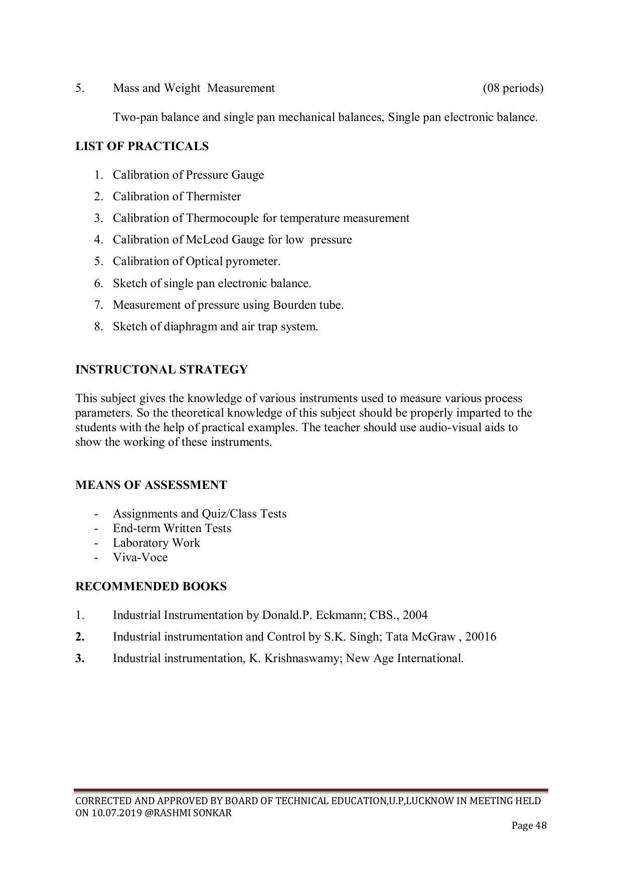 EFFECTIVE FROM JULY 2019-20 - SIX SEMESTER DIPLOMA COURSE IN CHEMICAL ENGINEERING - Page 48