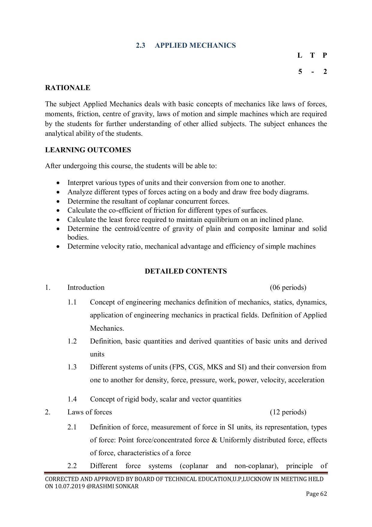EFFECTIVE FROM JULY 2019-20 - SIX SEMESTER DIPLOMA COURSE IN CHEMICAL ENGINEERING - Page 62