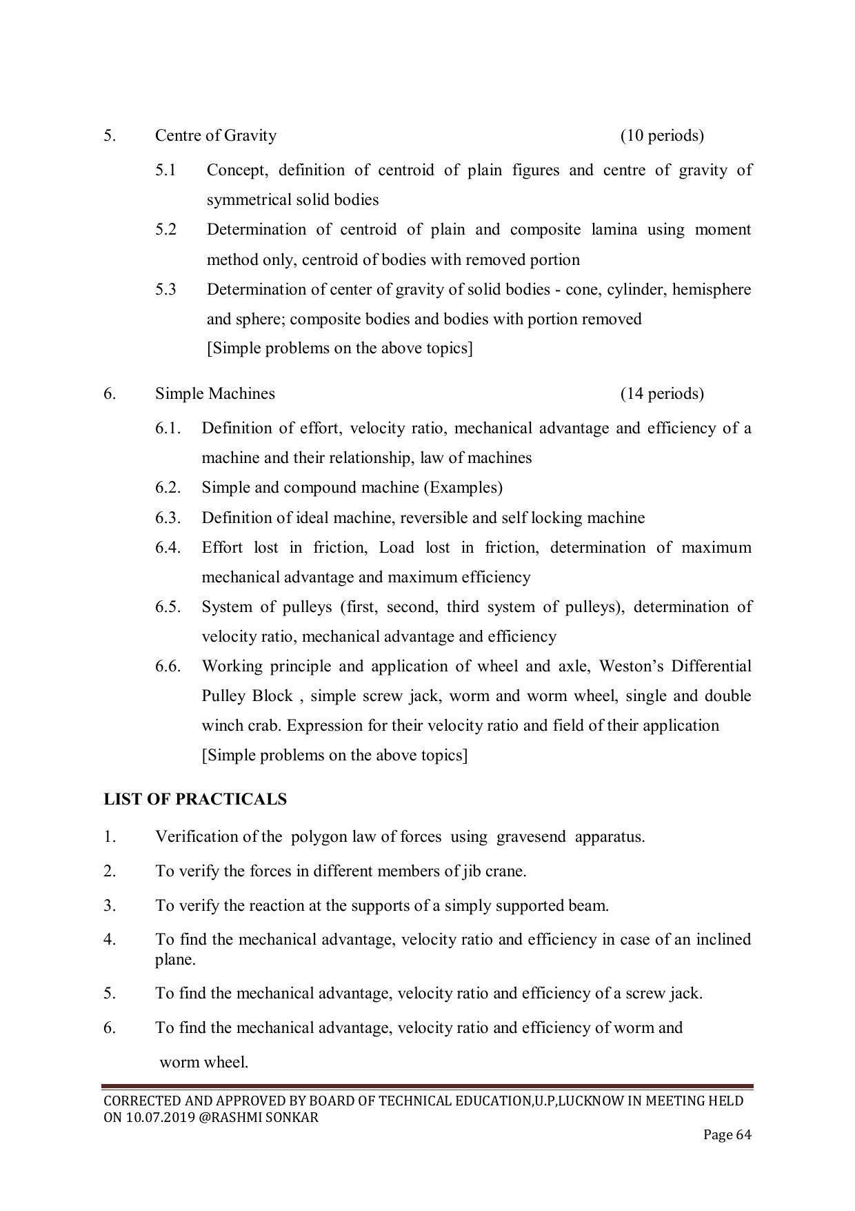 EFFECTIVE FROM JULY 2019-20 - SIX SEMESTER DIPLOMA COURSE IN CHEMICAL ENGINEERING - Page 64