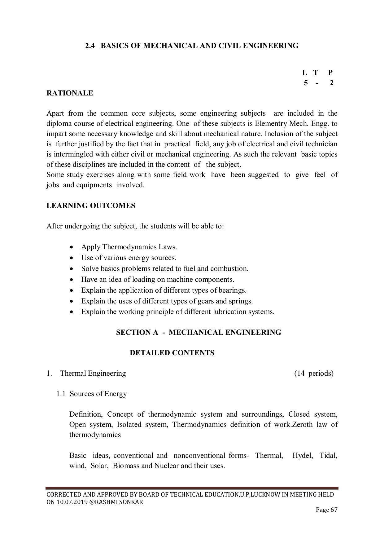 EFFECTIVE FROM JULY 2019-20 - SIX SEMESTER DIPLOMA COURSE IN CHEMICAL ENGINEERING - Page 67