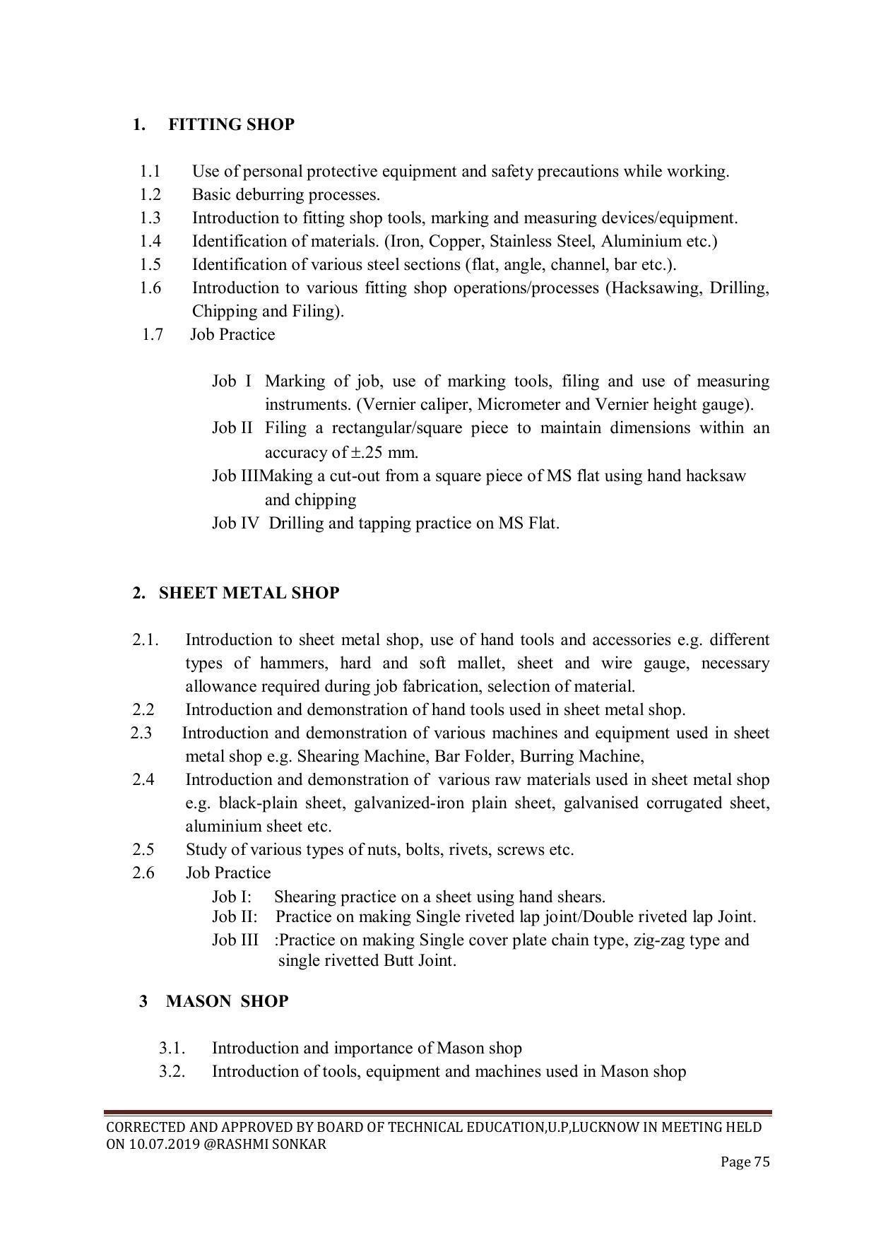 EFFECTIVE FROM JULY 2019-20 - SIX SEMESTER DIPLOMA COURSE IN CHEMICAL ENGINEERING - Page 75