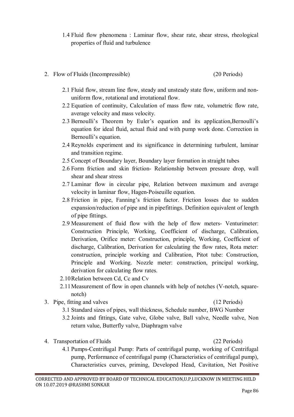 EFFECTIVE FROM JULY 2019-20 - SIX SEMESTER DIPLOMA COURSE IN CHEMICAL ENGINEERING - Page 86