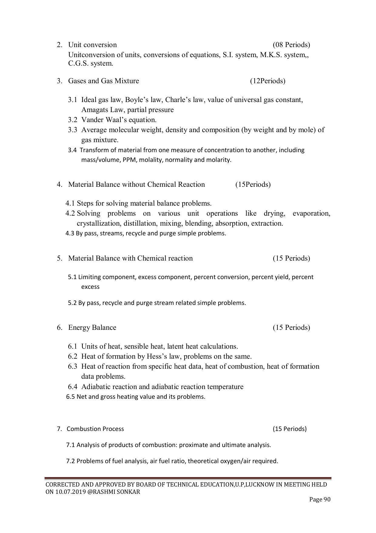 EFFECTIVE FROM JULY 2019-20 - SIX SEMESTER DIPLOMA COURSE IN CHEMICAL ENGINEERING - Page 90