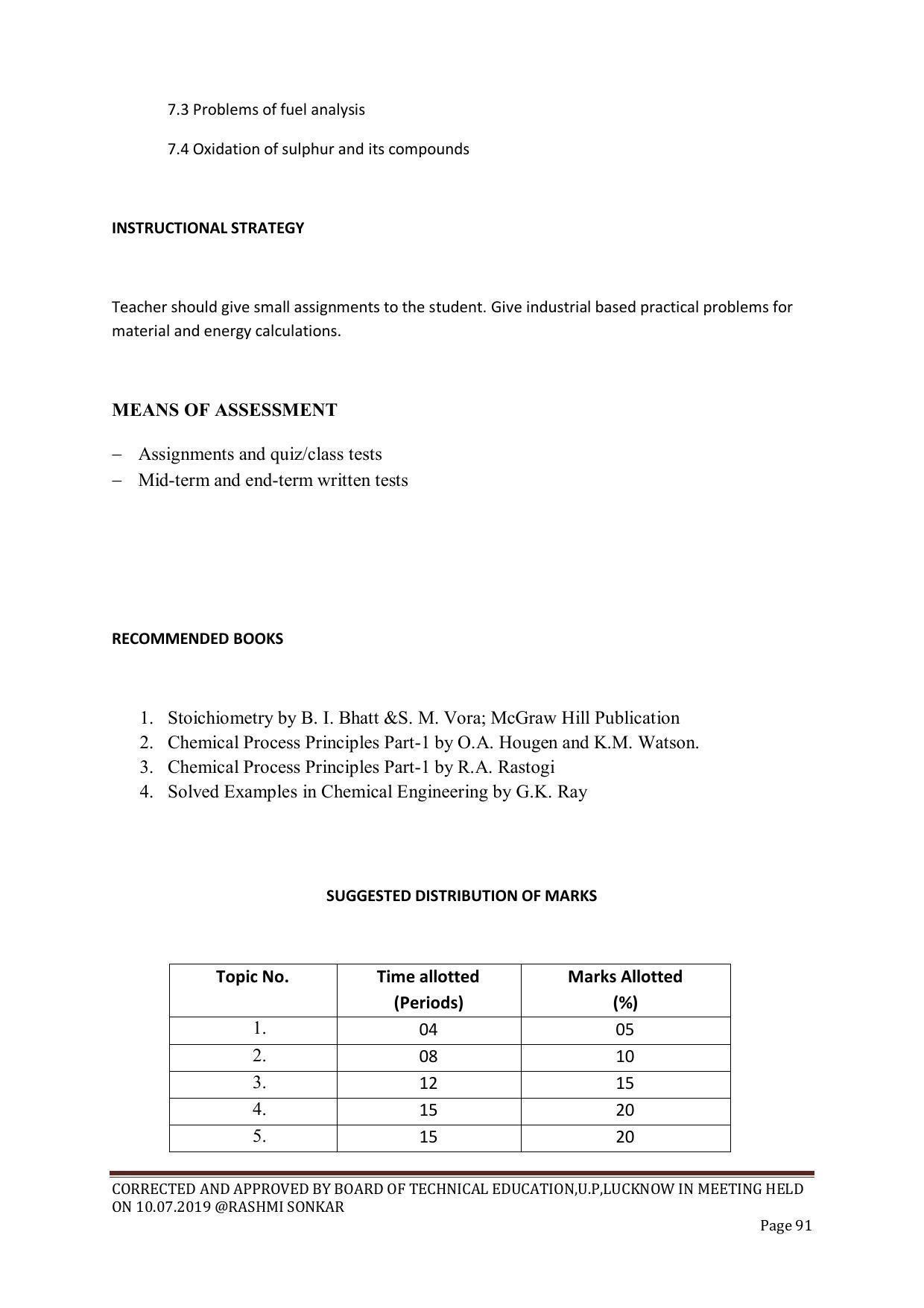 EFFECTIVE FROM JULY 2019-20 - SIX SEMESTER DIPLOMA COURSE IN CHEMICAL ENGINEERING - Page 91