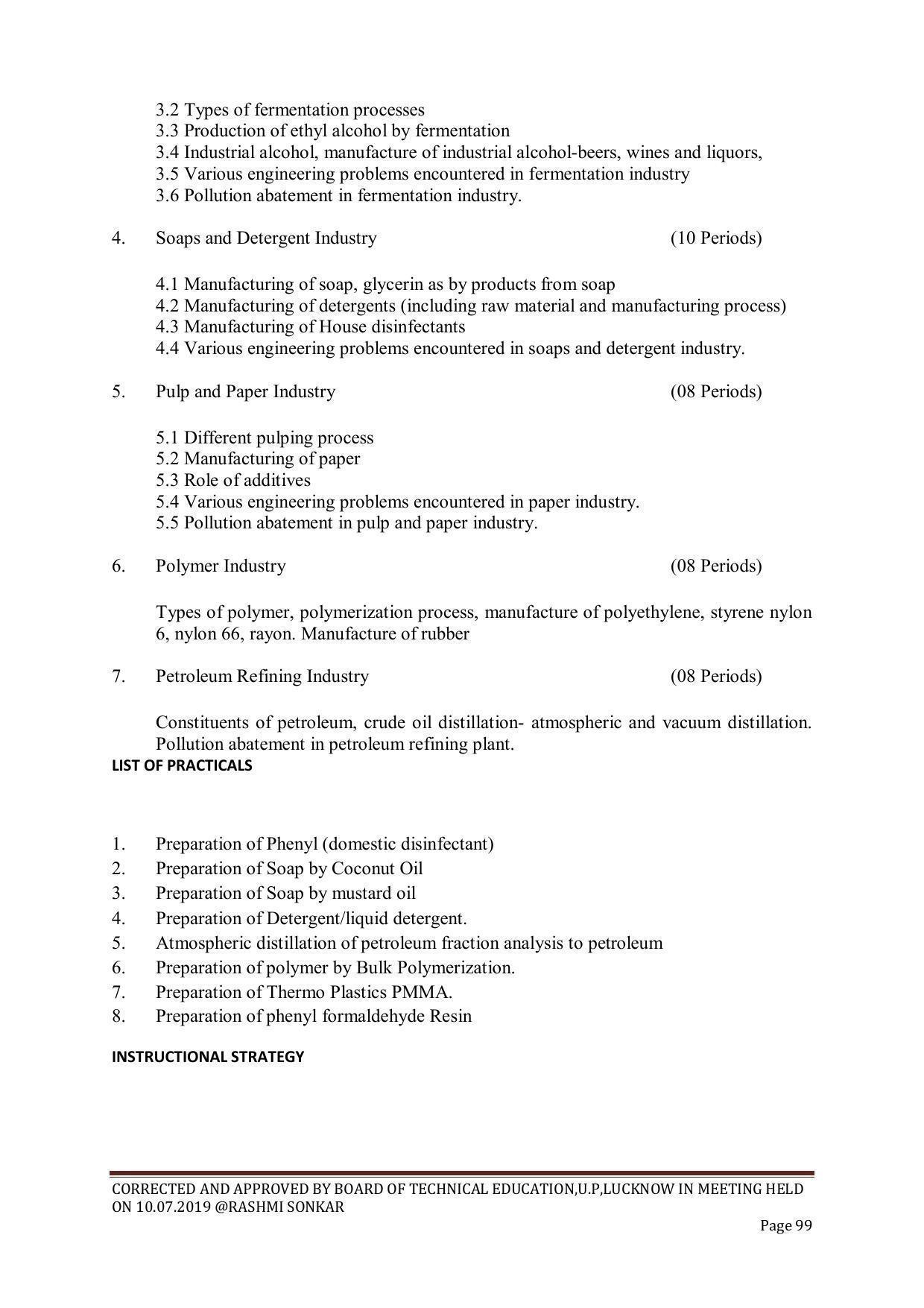 EFFECTIVE FROM JULY 2019-20 - SIX SEMESTER DIPLOMA COURSE IN CHEMICAL ENGINEERING - Page 99