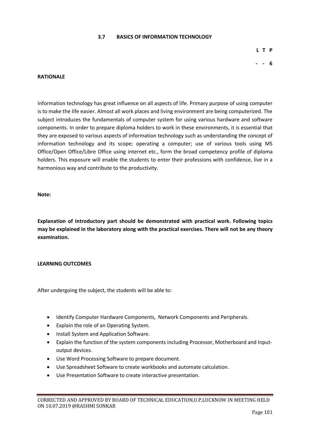 EFFECTIVE FROM JULY 2019-20 - SIX SEMESTER DIPLOMA COURSE IN CHEMICAL ENGINEERING - Page 101