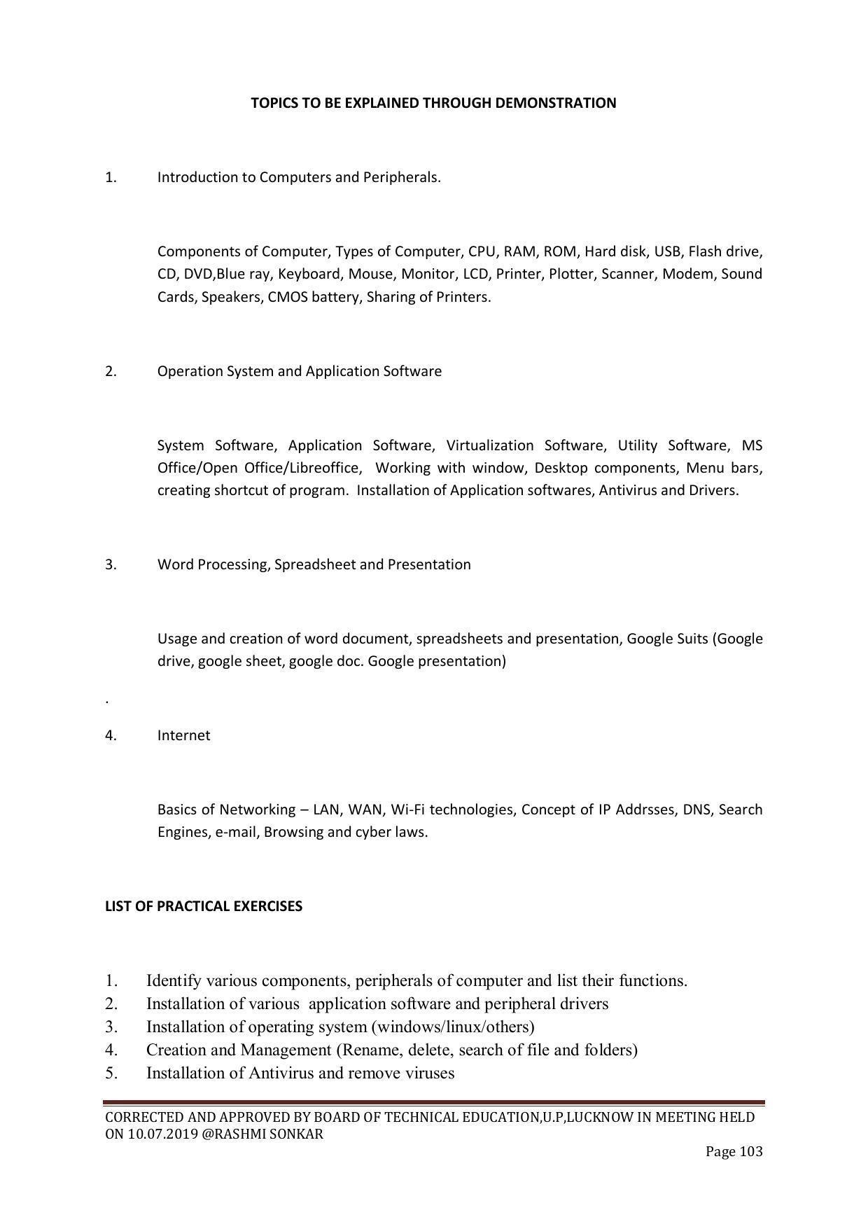 EFFECTIVE FROM JULY 2019-20 - SIX SEMESTER DIPLOMA COURSE IN CHEMICAL ENGINEERING - Page 103