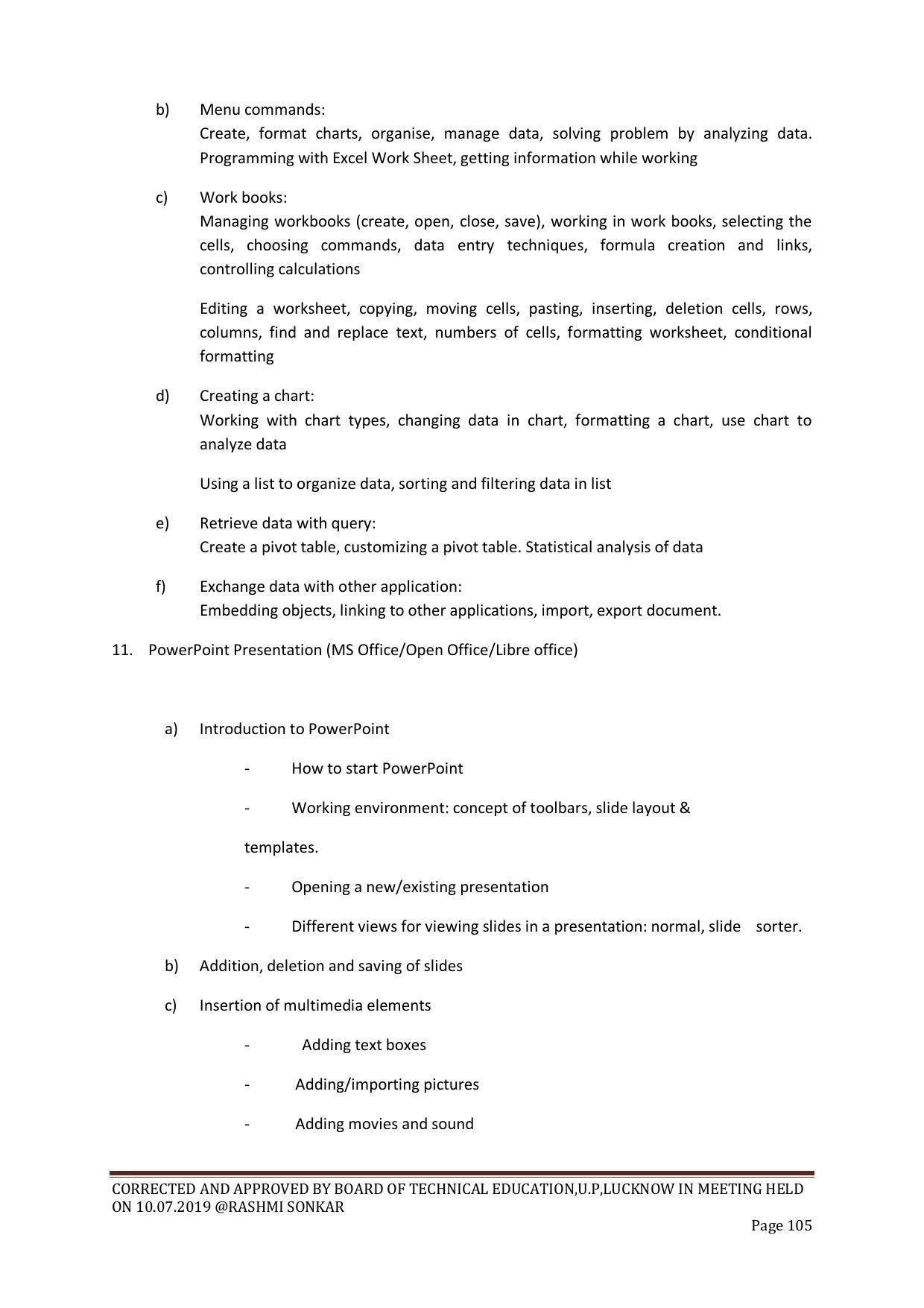 EFFECTIVE FROM JULY 2019-20 - SIX SEMESTER DIPLOMA COURSE IN CHEMICAL ENGINEERING - Page 105