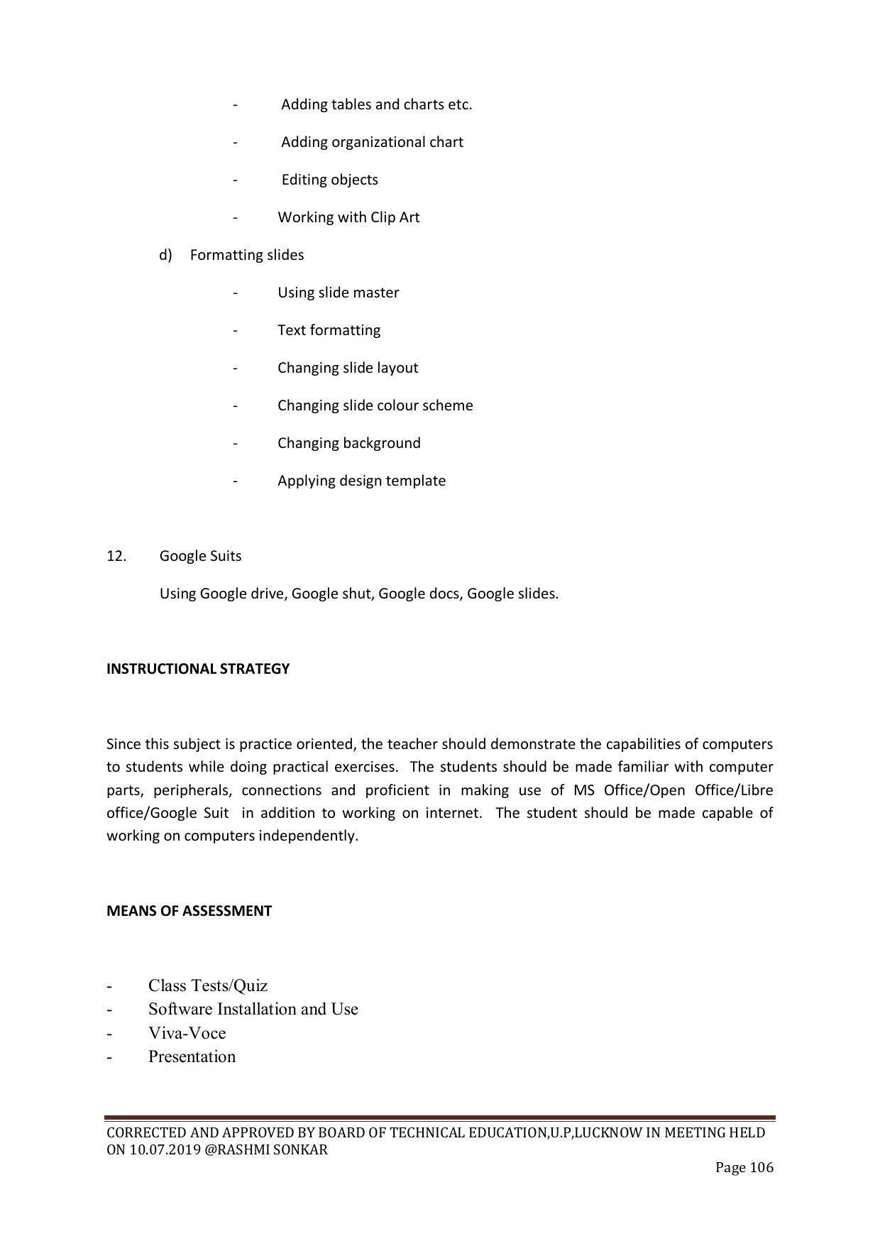EFFECTIVE FROM JULY 2019-20 - SIX SEMESTER DIPLOMA COURSE IN CHEMICAL ENGINEERING - Page 106