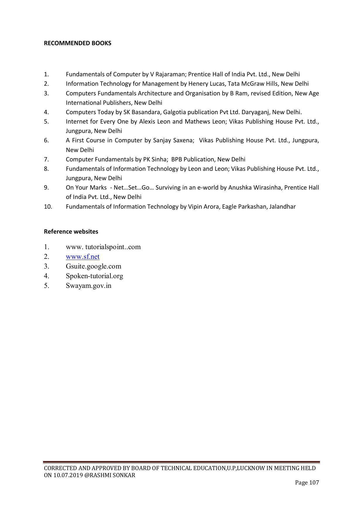 EFFECTIVE FROM JULY 2019-20 - SIX SEMESTER DIPLOMA COURSE IN CHEMICAL ENGINEERING - Page 107