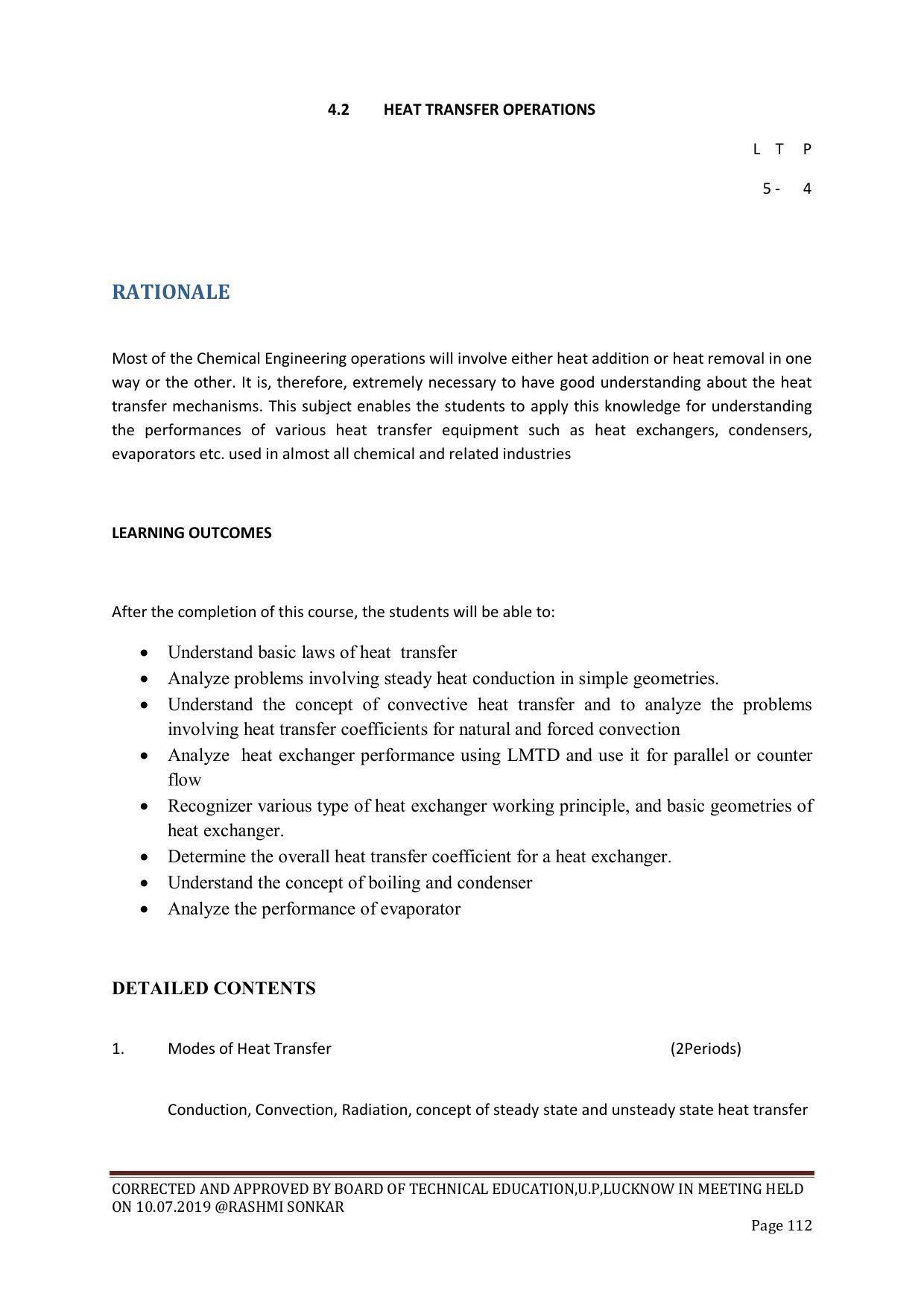 EFFECTIVE FROM JULY 2019-20 - SIX SEMESTER DIPLOMA COURSE IN CHEMICAL ENGINEERING - Page 112