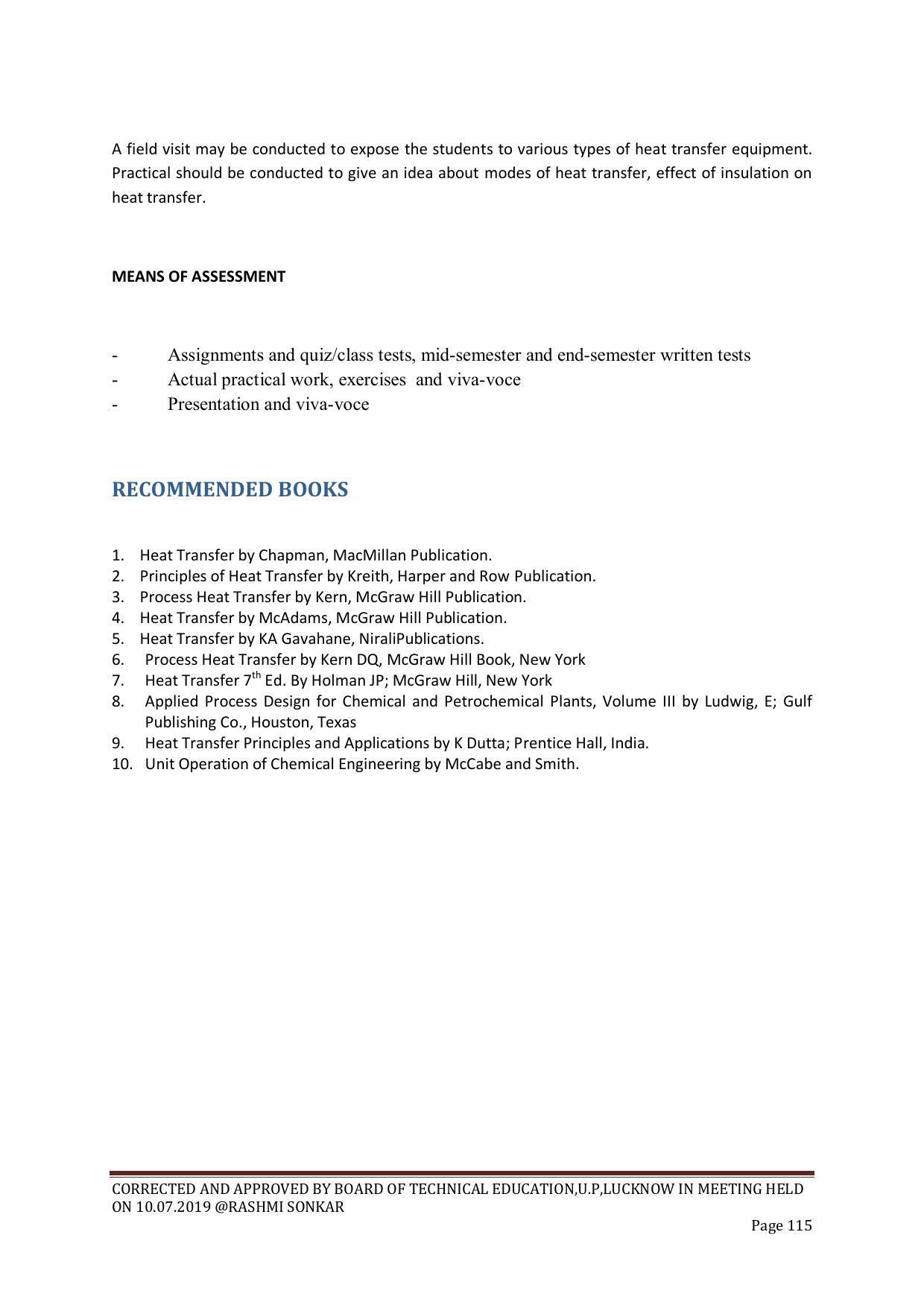EFFECTIVE FROM JULY 2019-20 - SIX SEMESTER DIPLOMA COURSE IN CHEMICAL ENGINEERING - Page 115