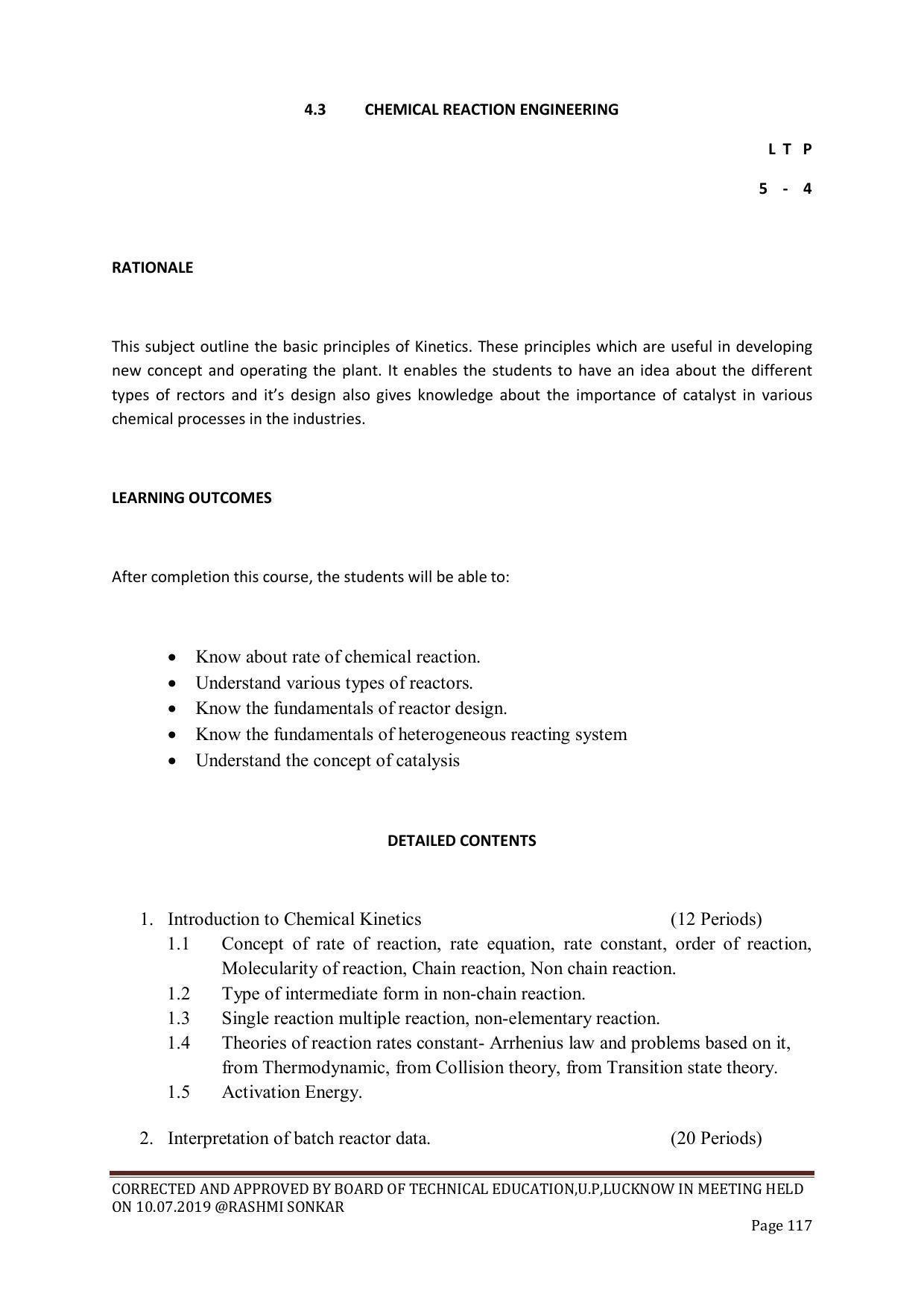 EFFECTIVE FROM JULY 2019-20 - SIX SEMESTER DIPLOMA COURSE IN CHEMICAL ENGINEERING - Page 117