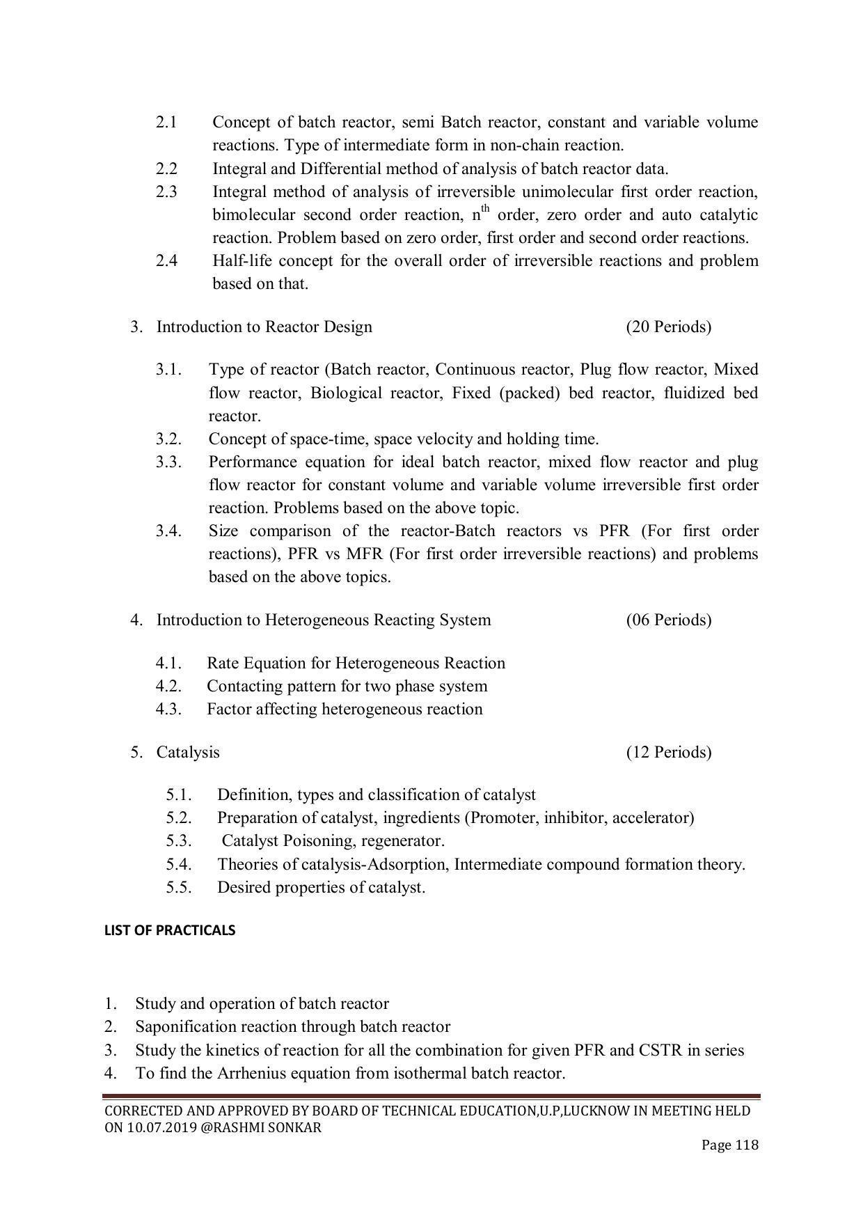 EFFECTIVE FROM JULY 2019-20 - SIX SEMESTER DIPLOMA COURSE IN CHEMICAL ENGINEERING - Page 118
