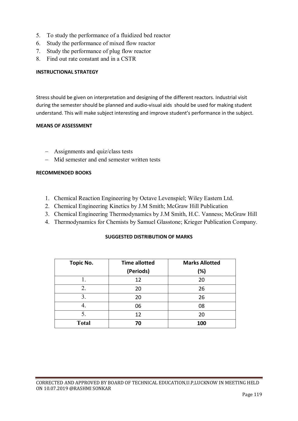 EFFECTIVE FROM JULY 2019-20 - SIX SEMESTER DIPLOMA COURSE IN CHEMICAL ENGINEERING - Page 119