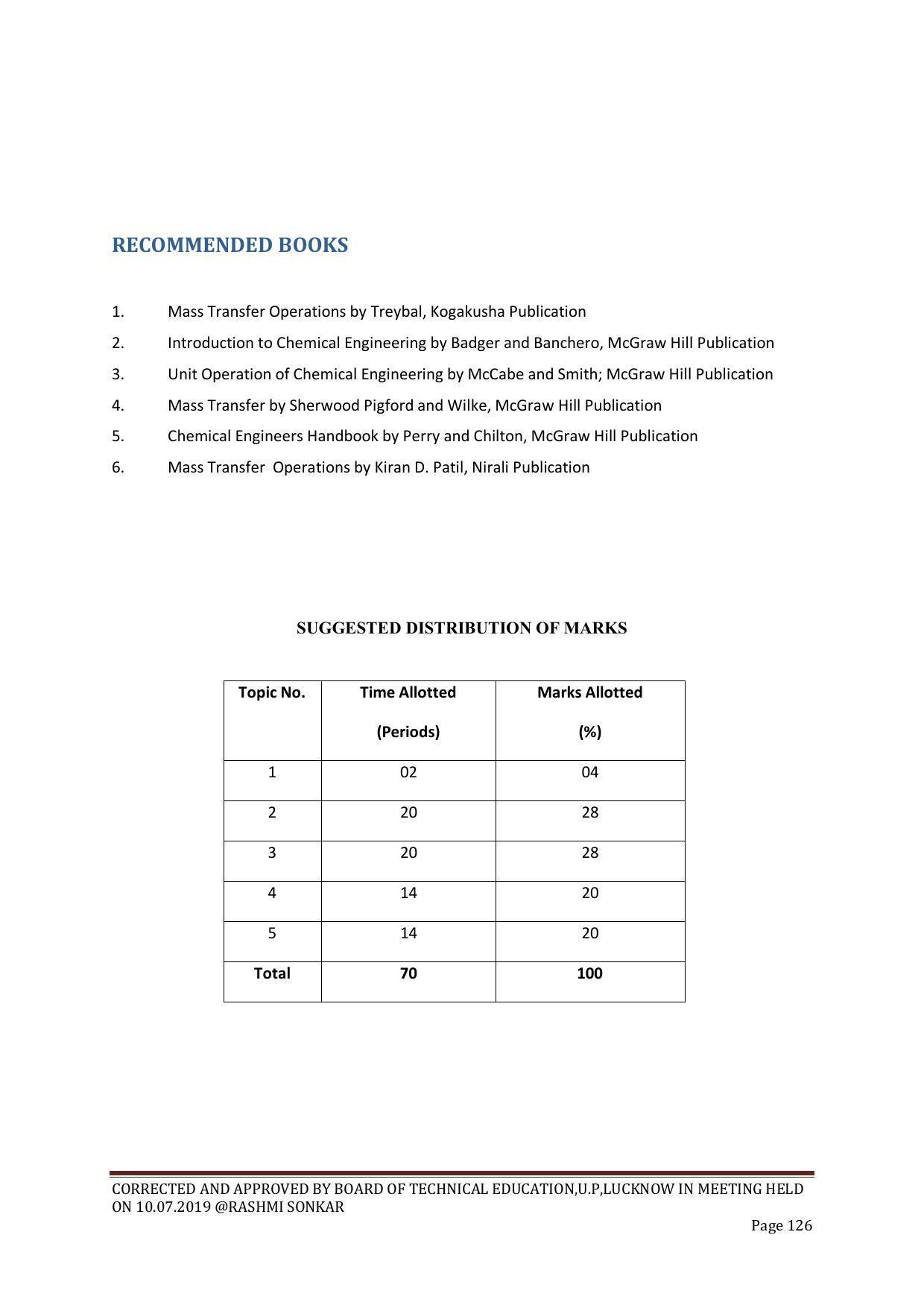EFFECTIVE FROM JULY 2019-20 - SIX SEMESTER DIPLOMA COURSE IN CHEMICAL ENGINEERING - Page 126