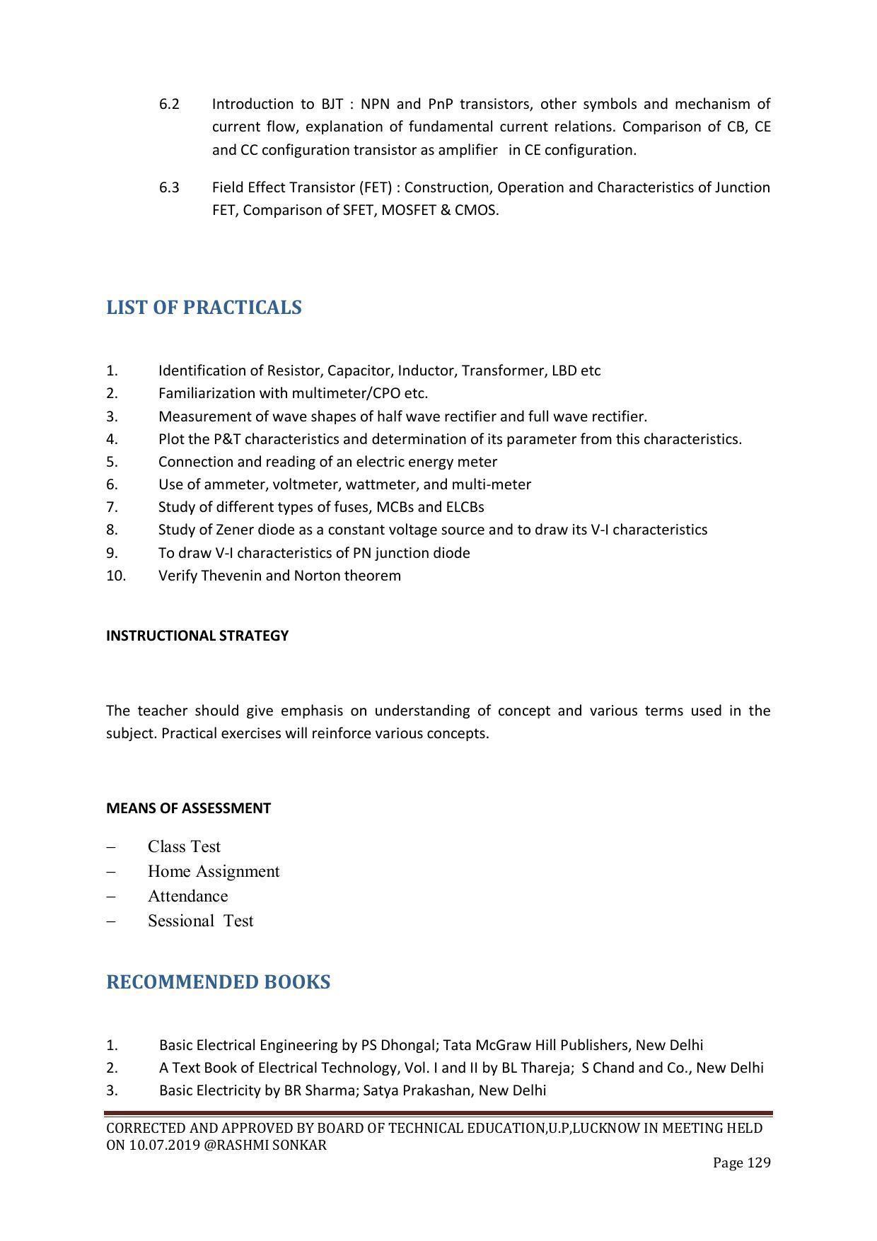 EFFECTIVE FROM JULY 2019-20 - SIX SEMESTER DIPLOMA COURSE IN CHEMICAL ENGINEERING - Page 129