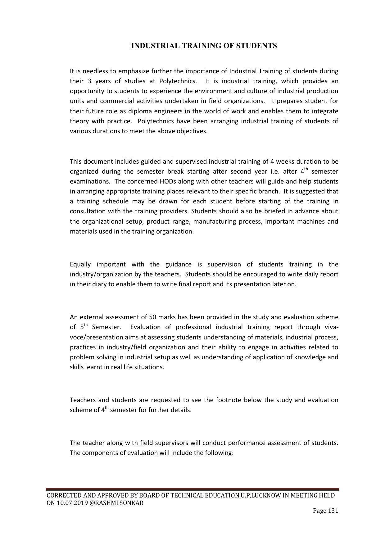 EFFECTIVE FROM JULY 2019-20 - SIX SEMESTER DIPLOMA COURSE IN CHEMICAL ENGINEERING - Page 131