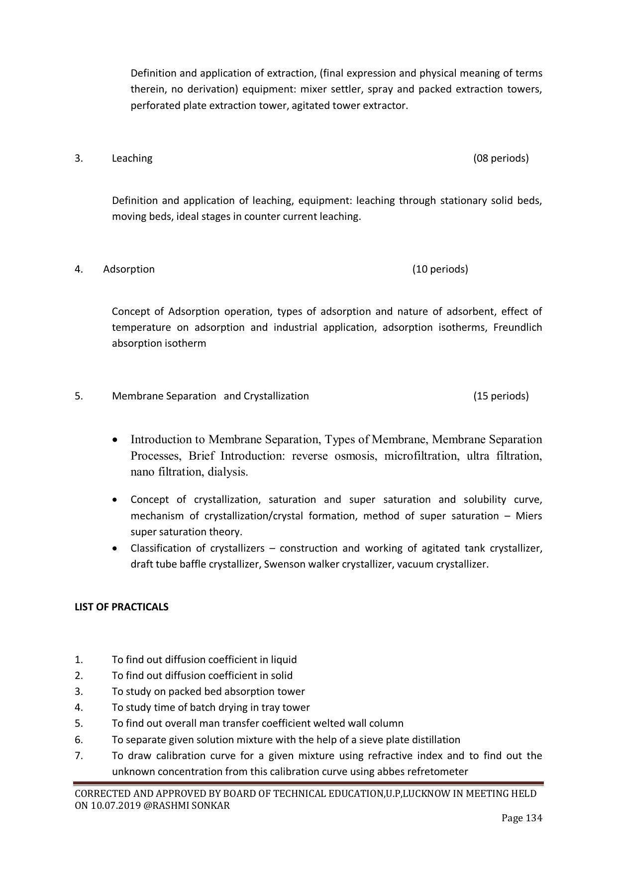 EFFECTIVE FROM JULY 2019-20 - SIX SEMESTER DIPLOMA COURSE IN CHEMICAL ENGINEERING - Page 134