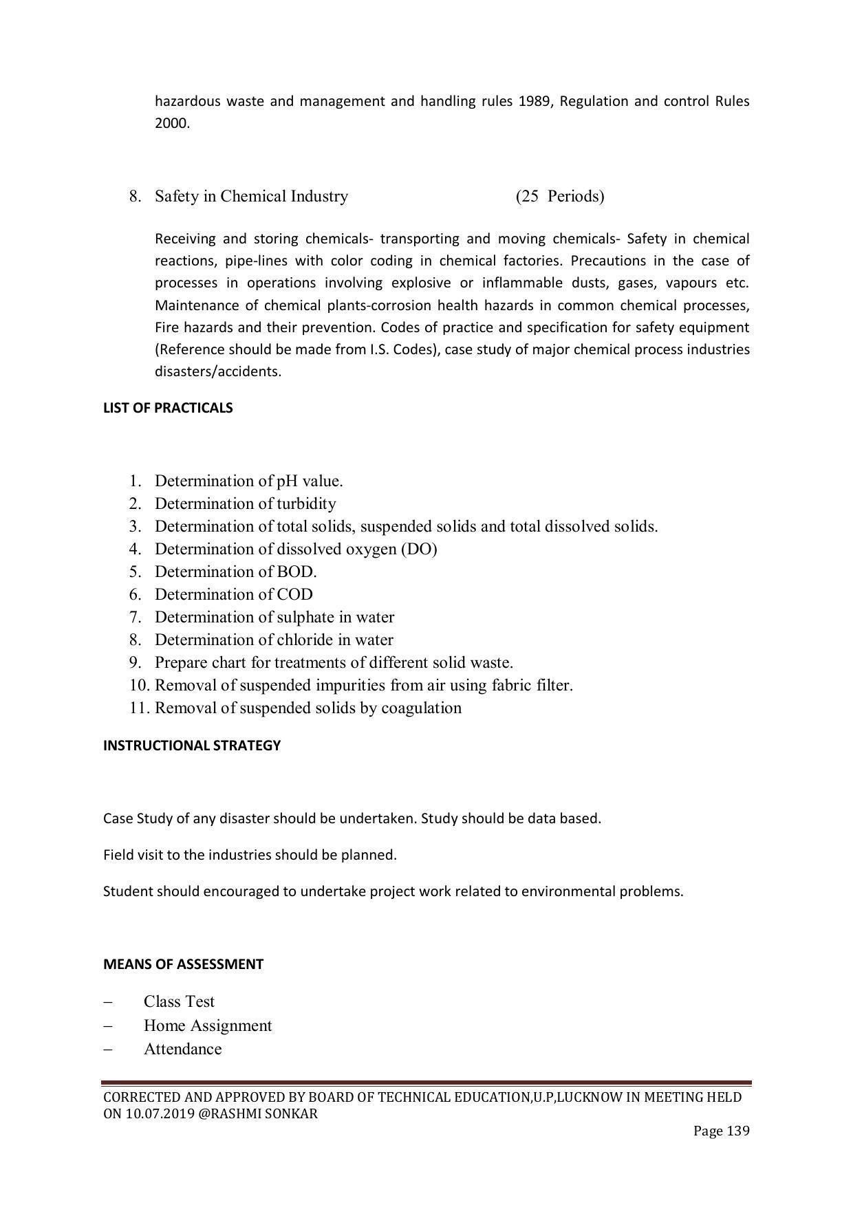 EFFECTIVE FROM JULY 2019-20 - SIX SEMESTER DIPLOMA COURSE IN CHEMICAL ENGINEERING - Page 139