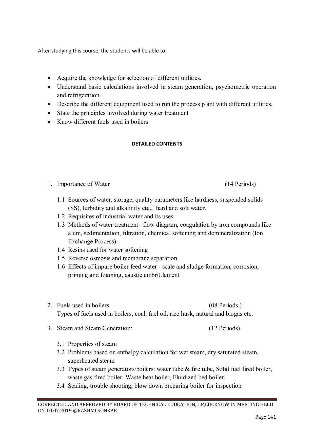 EFFECTIVE FROM JULY 2019-20 - SIX SEMESTER DIPLOMA COURSE IN CHEMICAL ENGINEERING - Page 141
