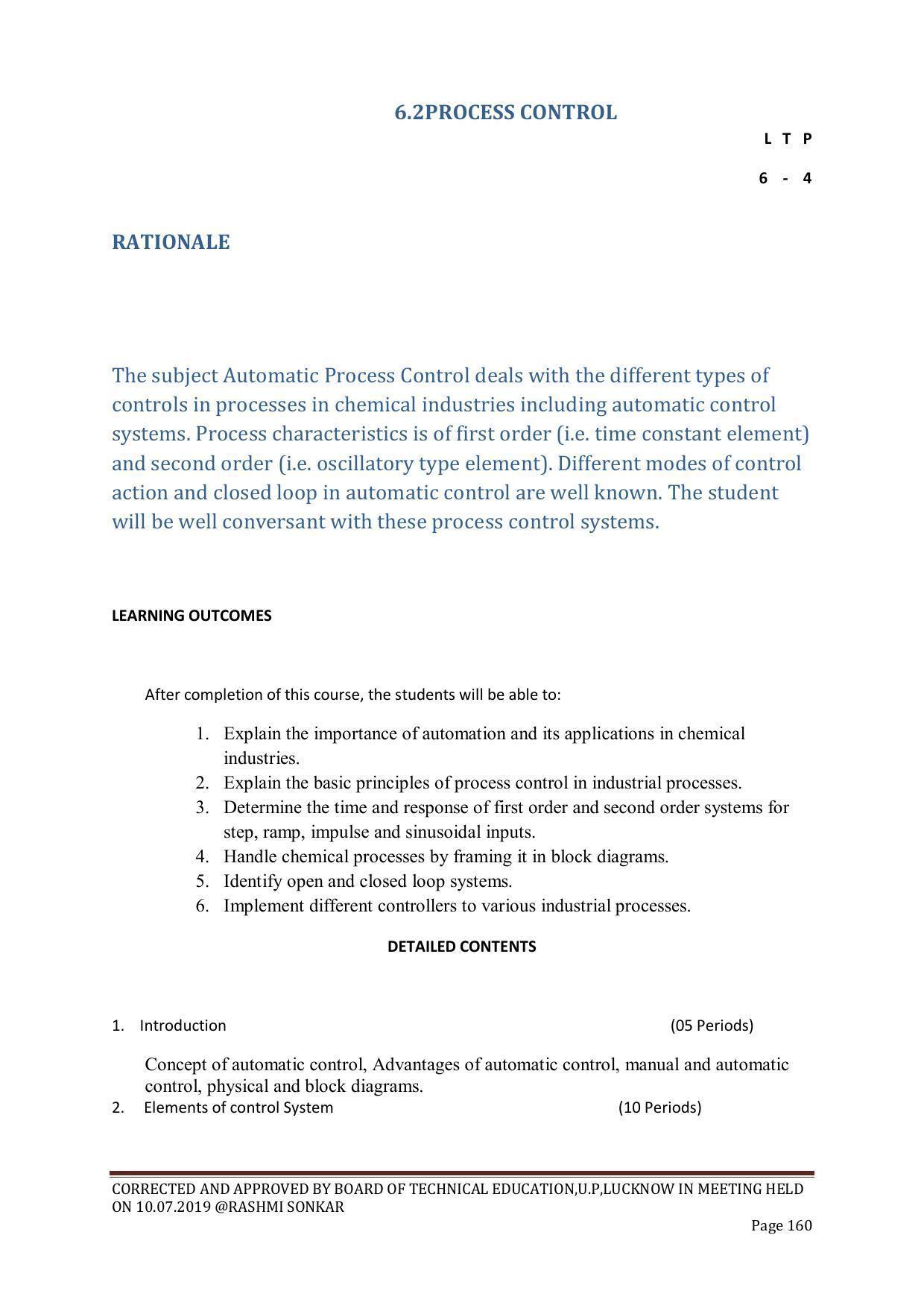 EFFECTIVE FROM JULY 2019-20 - SIX SEMESTER DIPLOMA COURSE IN CHEMICAL ENGINEERING - Page 160