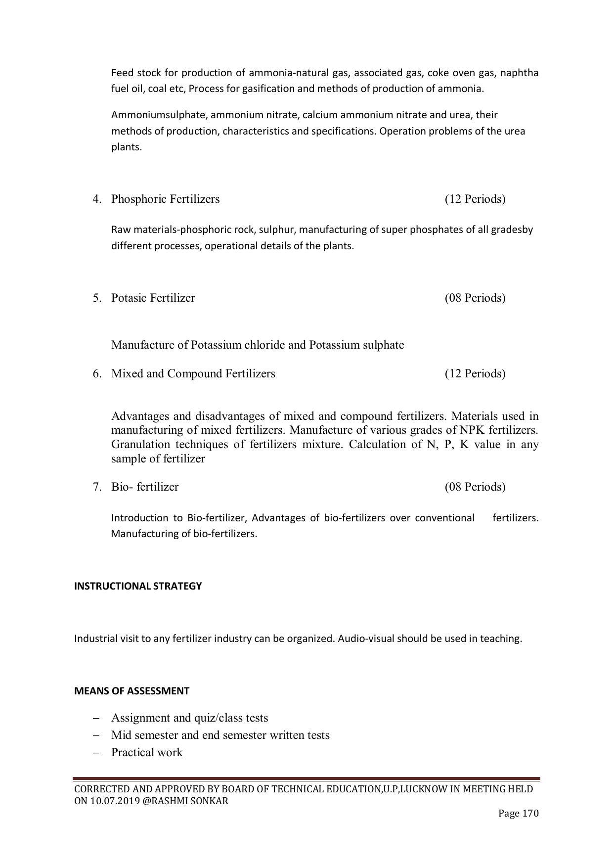 EFFECTIVE FROM JULY 2019-20 - SIX SEMESTER DIPLOMA COURSE IN CHEMICAL ENGINEERING - Page 170