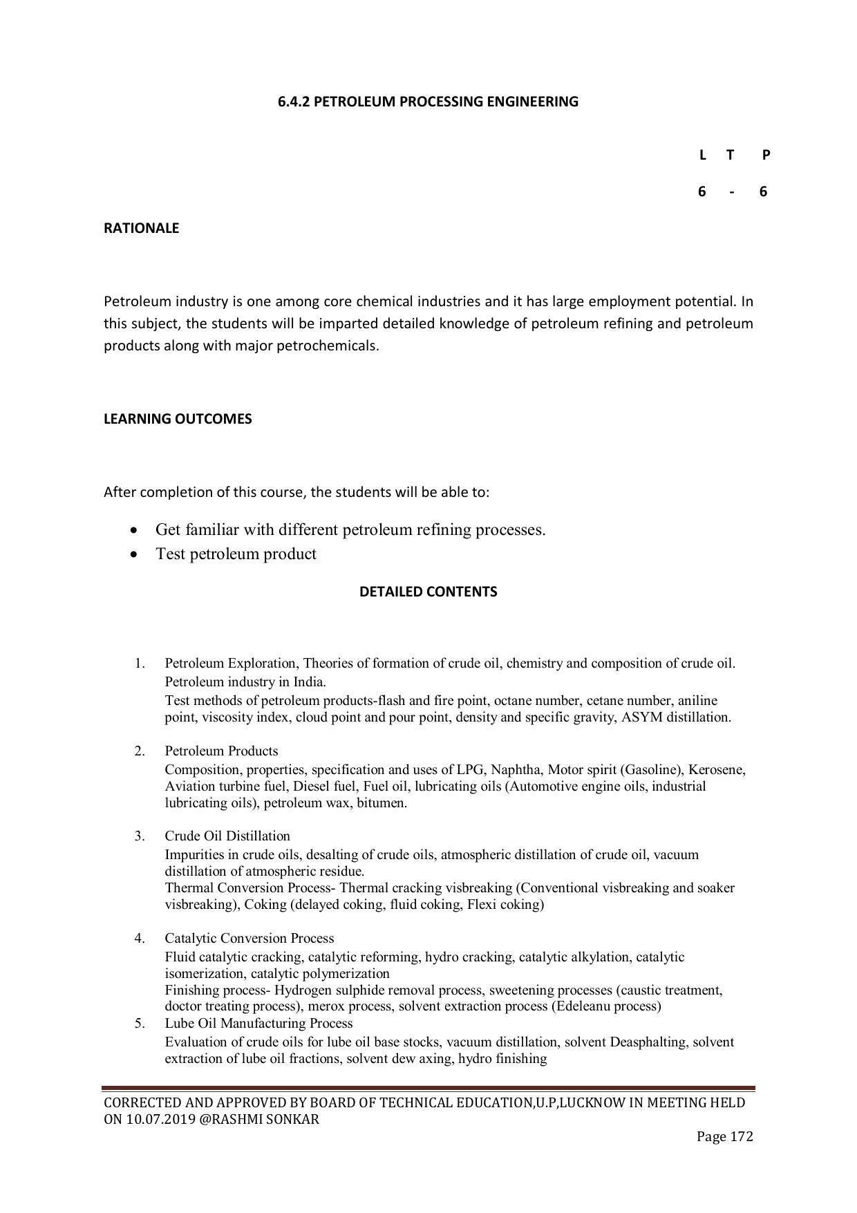 EFFECTIVE FROM JULY 2019-20 - SIX SEMESTER DIPLOMA COURSE IN CHEMICAL ENGINEERING - Page 172