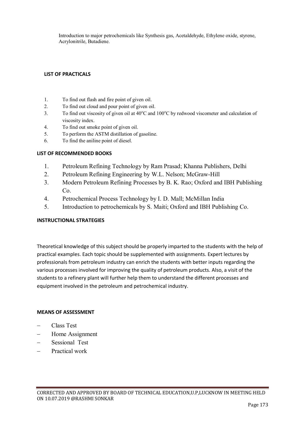 EFFECTIVE FROM JULY 2019-20 - SIX SEMESTER DIPLOMA COURSE IN CHEMICAL ENGINEERING - Page 173