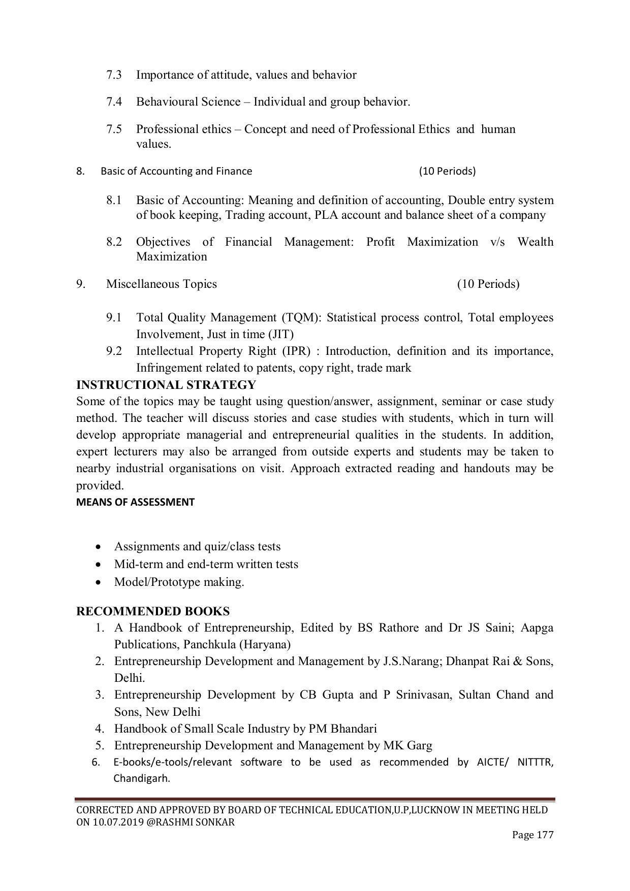 EFFECTIVE FROM JULY 2019-20 - SIX SEMESTER DIPLOMA COURSE IN CHEMICAL ENGINEERING - Page 177