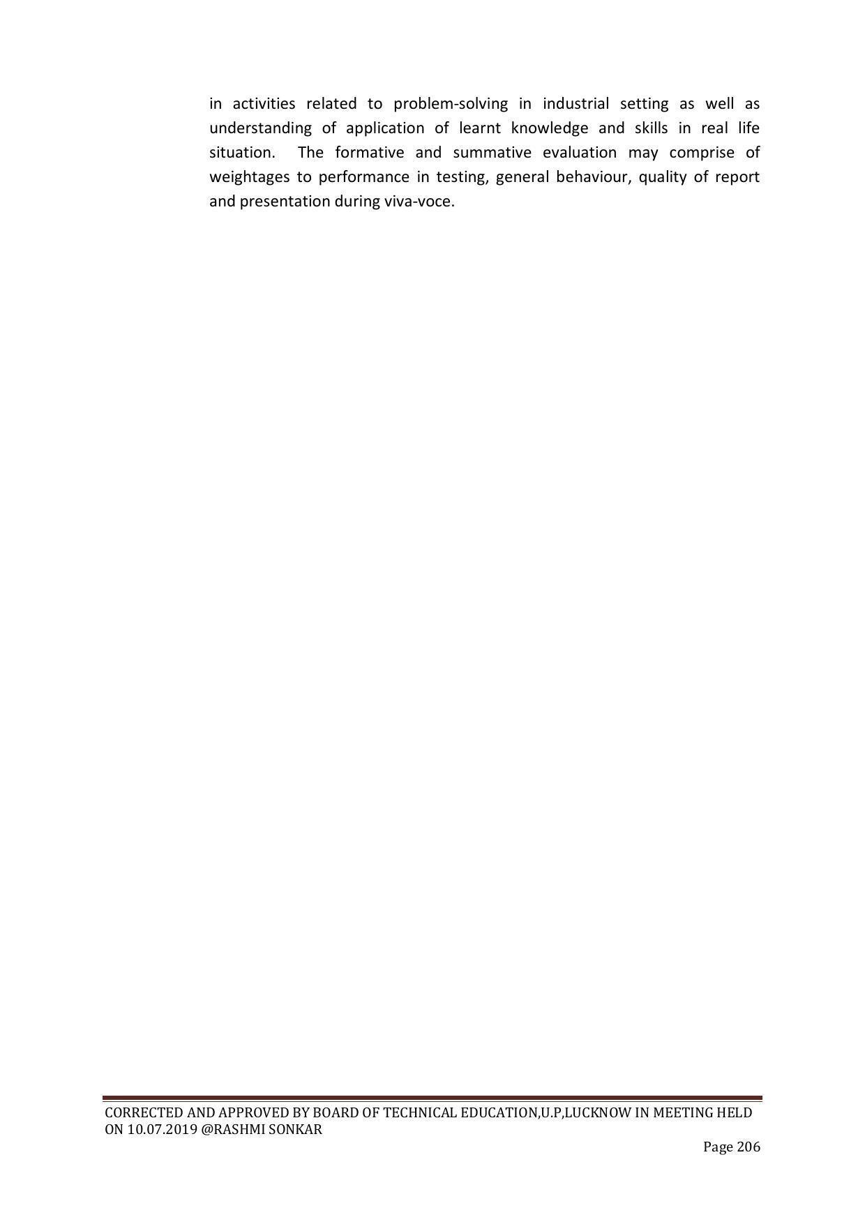 EFFECTIVE FROM JULY 2019-20 - SIX SEMESTER DIPLOMA COURSE IN CHEMICAL ENGINEERING - Page 206