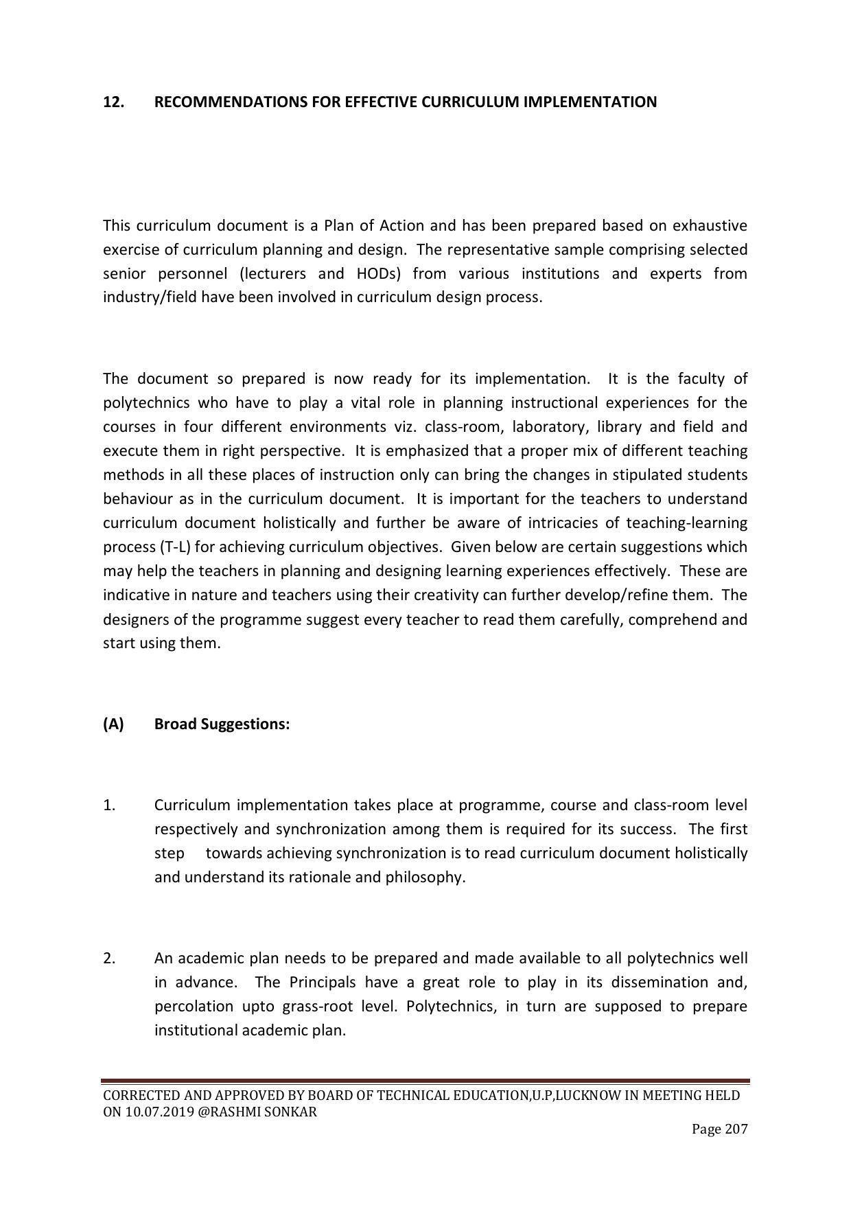 EFFECTIVE FROM JULY 2019-20 - SIX SEMESTER DIPLOMA COURSE IN CHEMICAL ENGINEERING - Page 207
