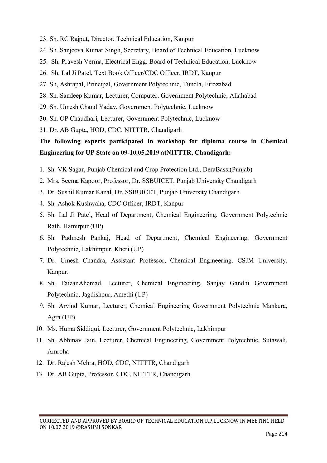 EFFECTIVE FROM JULY 2019-20 - SIX SEMESTER DIPLOMA COURSE IN CHEMICAL ENGINEERING - Page 214