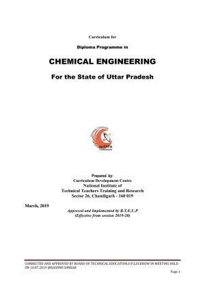 EFFECTIVE FROM JULY 2019-20 - SIX SEMESTER DIPLOMA COURSE IN CHEMICAL ENGINEERING