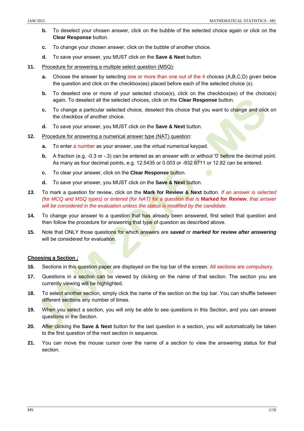 JAM 2015: MS Question Paper - Page 2