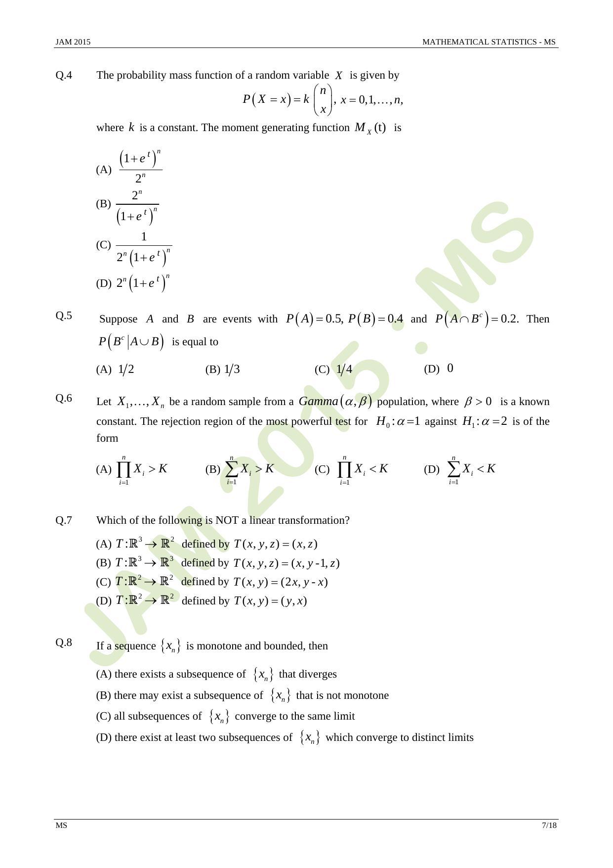 JAM 2015: MS Question Paper - Page 7