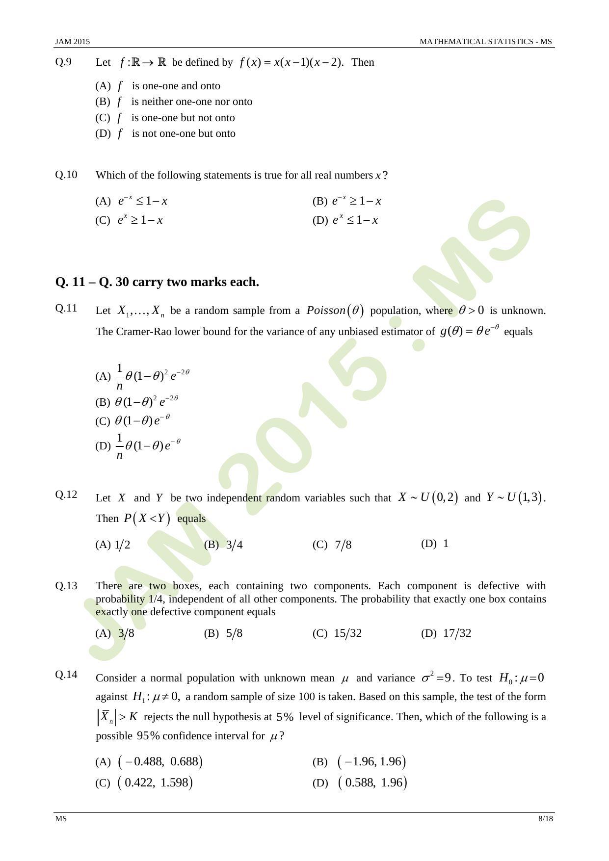 JAM 2015: MS Question Paper - Page 8