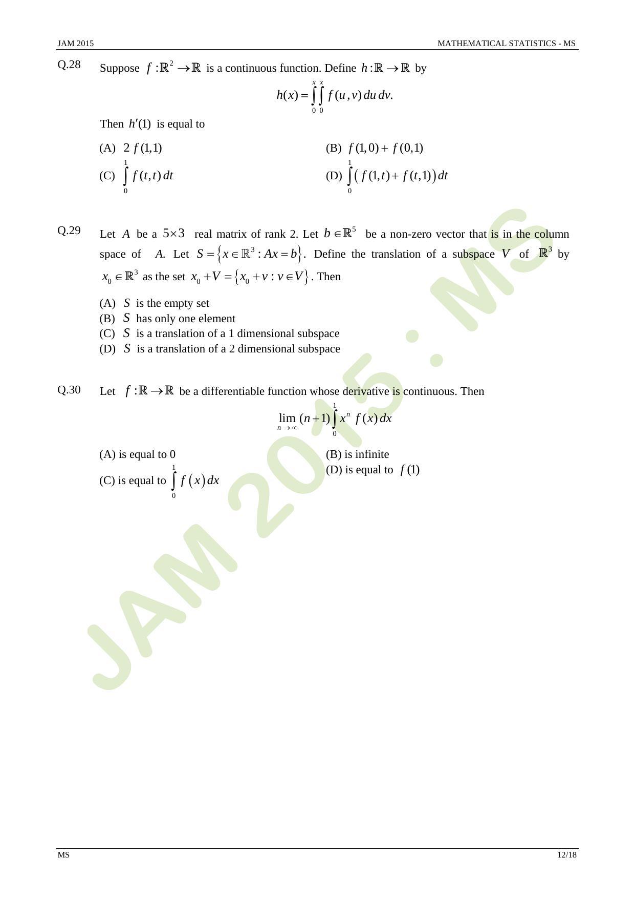 JAM 2015: MS Question Paper - Page 12