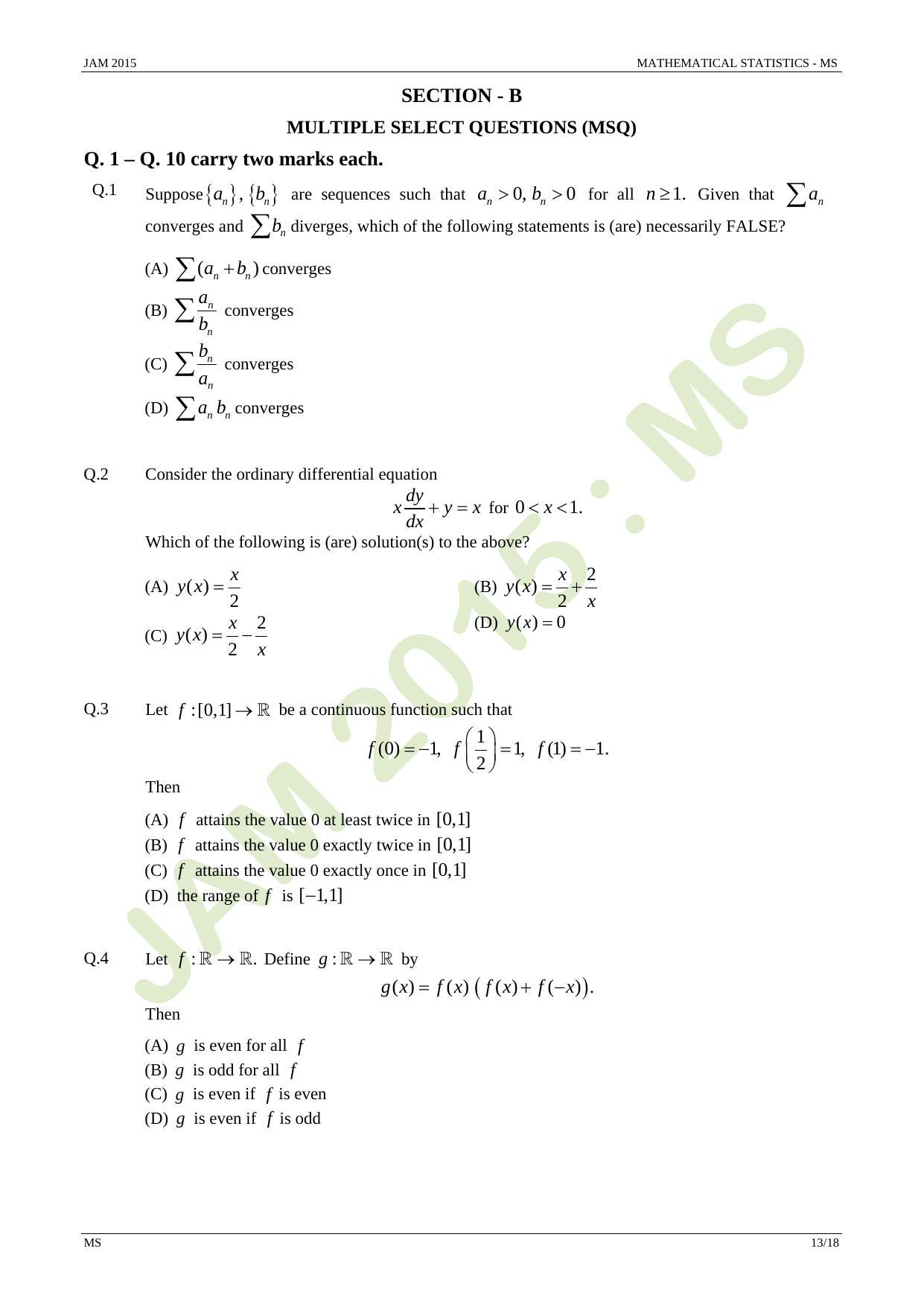 JAM 2015: MS Question Paper - Page 13